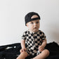 Shortie Bamboo Zip | Black Checkerboard
