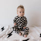 Bamboo Zip Pajamas | Black Checkerboard