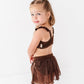 Brown Metallic Kids Swim Skirted Bottom