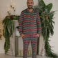 Men's Bamboo Button Up Lounge Set | Holiday Stripe
