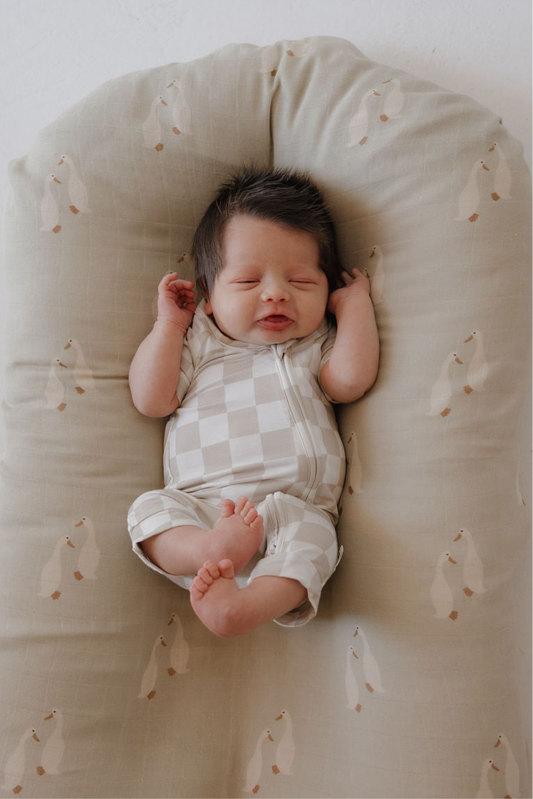 Bamboo Zip Shortie | Checkerboard