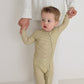 Bamboo Zip Pajamas | Willow Stripe Ribbed