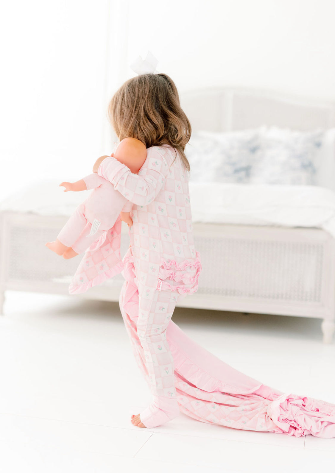 Georgia Checkerboard Ruffle Bamboo Blanket