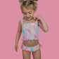 RAINBOW CLOUDS DREAM SMOCKED TANKINI TWO PIECE SWIM SUIT