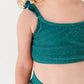 Teal Metallic Kids Swim Top