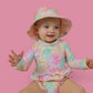 RAINBOW CLOUDS DREAM 2-PIECE RASH GUARD RUFFLE SWIM SUIT
