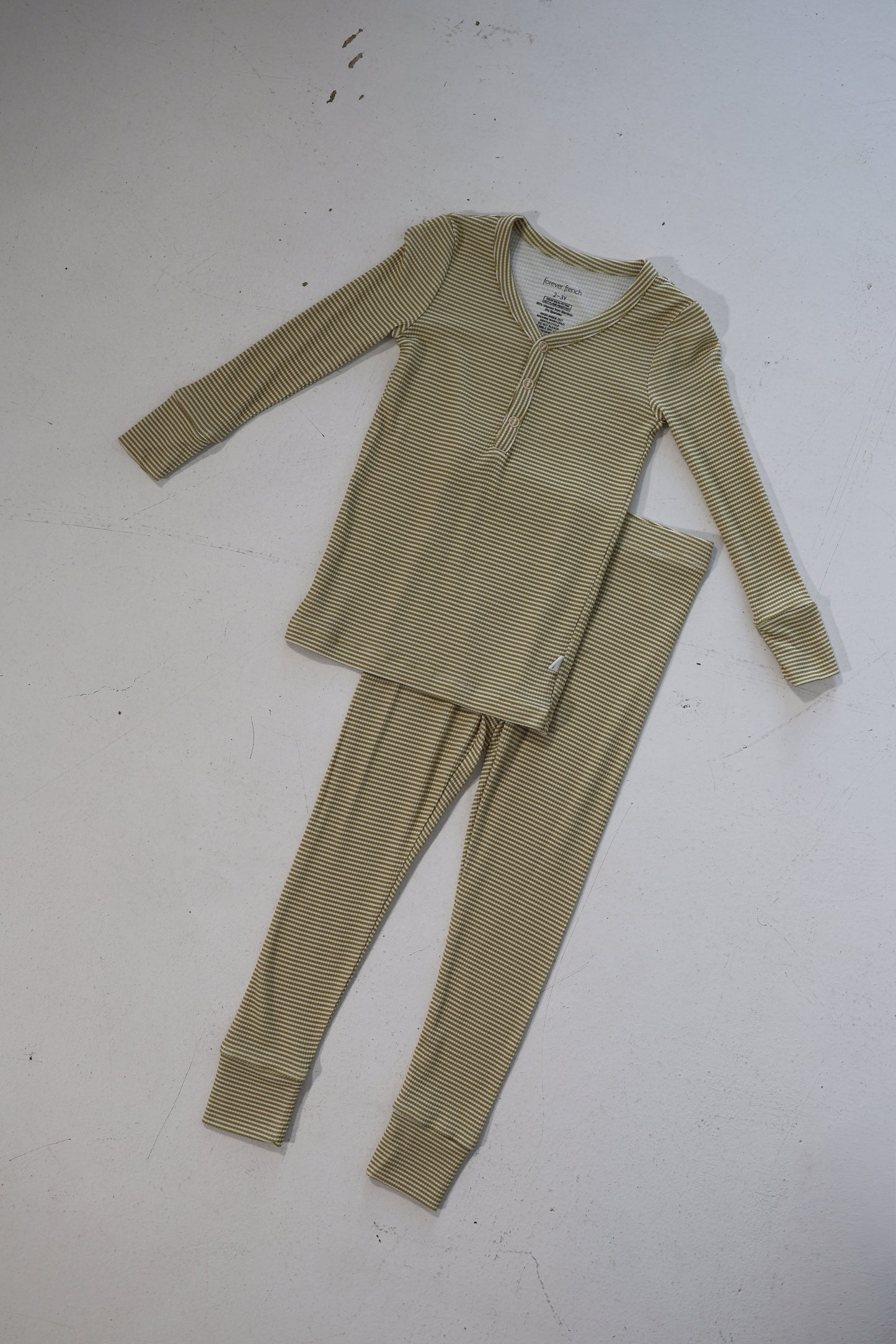 Bamboo Two Piece Pajamas | Willow Stripe Ribbed