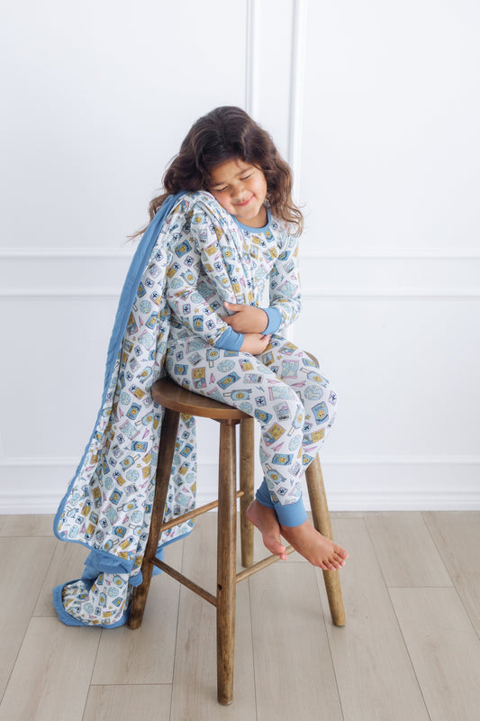 Jet Blue Skies Cloud Quilted Blanket