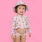 BLOSSOMIN’ BUTTERFLY DREAM 2-PIECE RASH GUARD RUFFLE SWIM SUIT