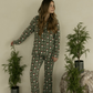 Long Sleeve Women's Bamboo Pajamas | Santa Checkerboard