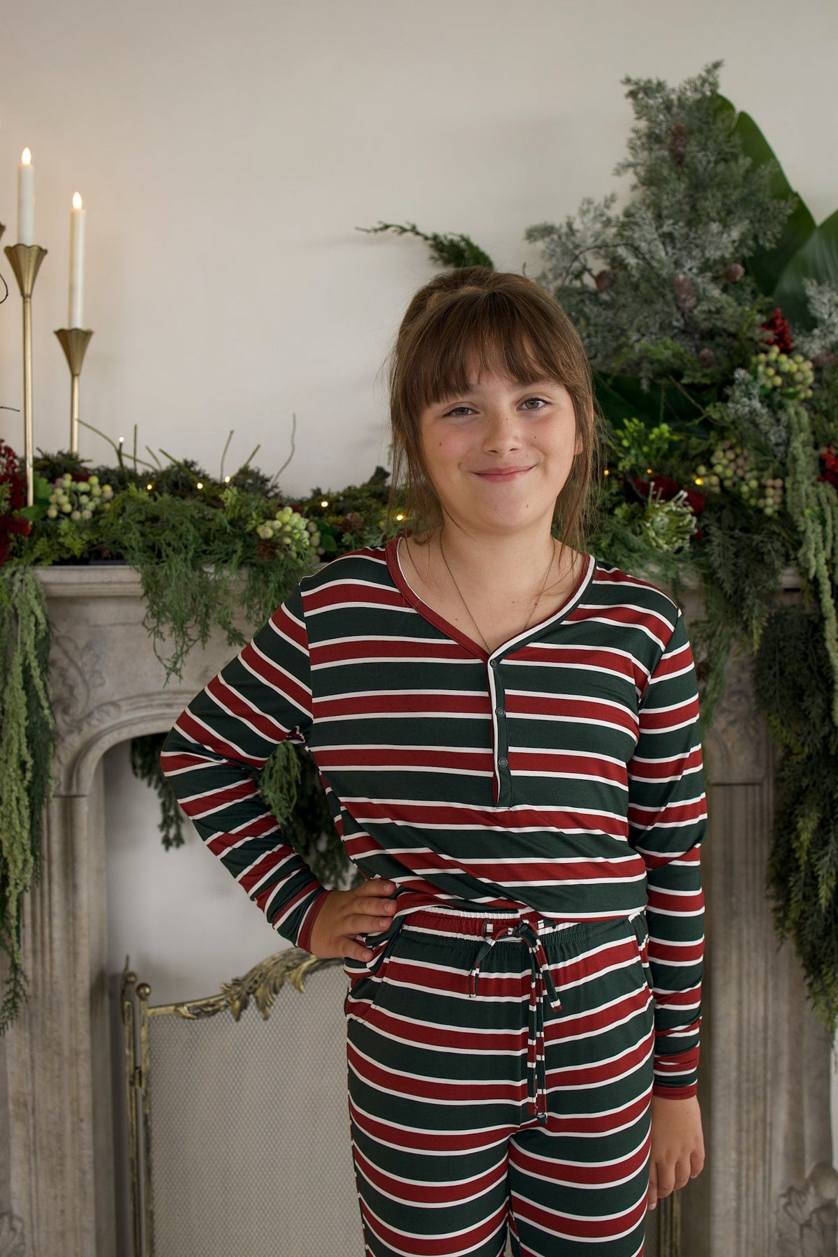 Youth Flare Bamboo Pajamas | Holiday Stripe