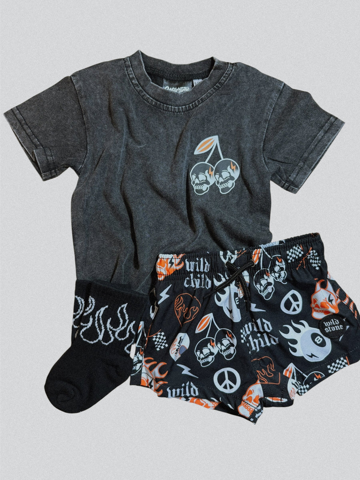 Cherry Skull Acid Wash Tee