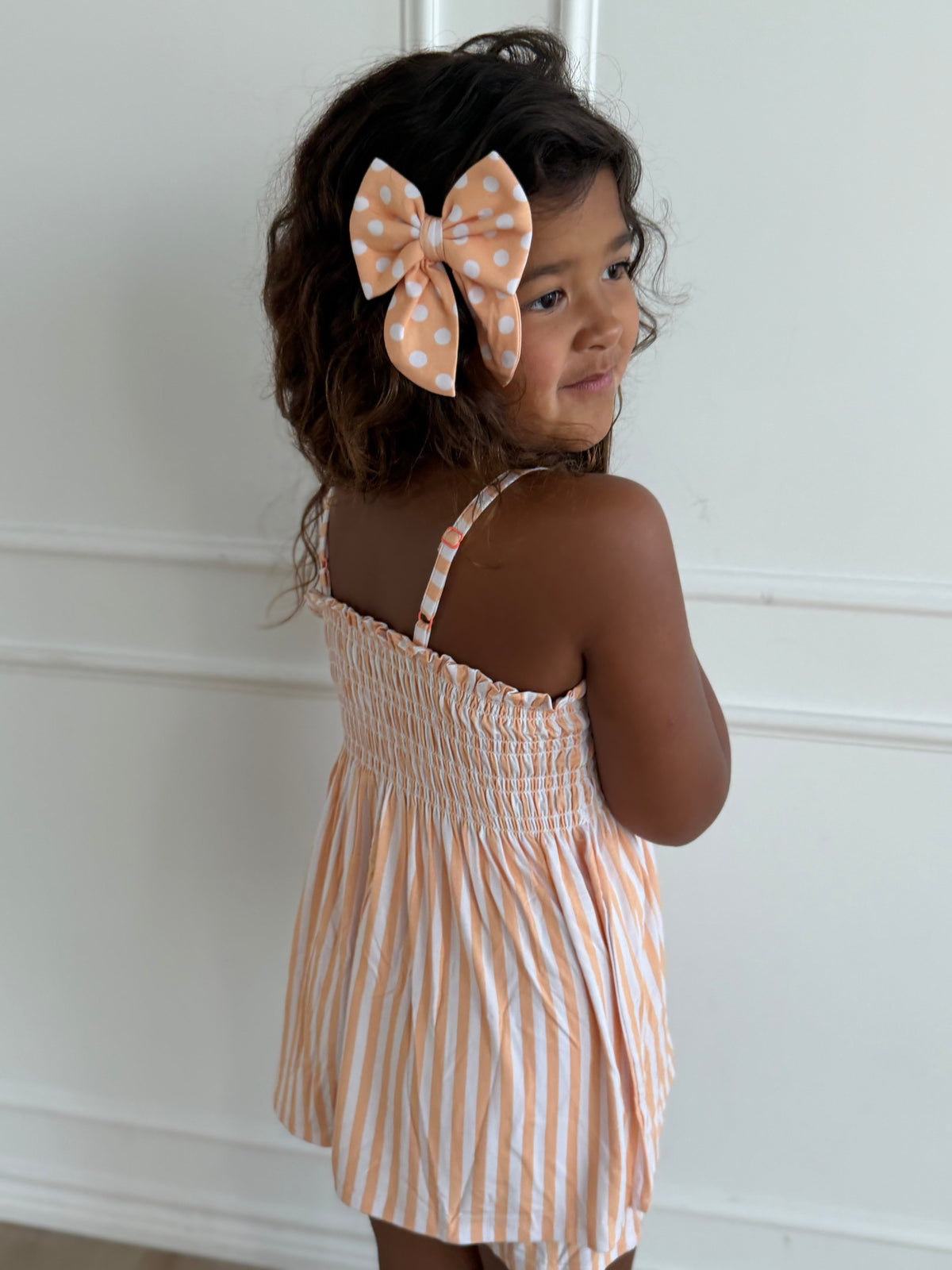 Orange Stripe Babydoll Smocked Set