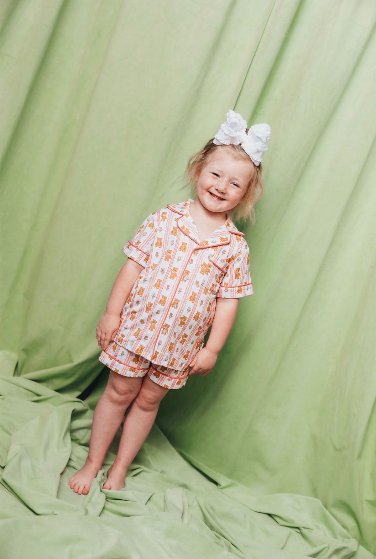 Teddy Tulips Button Up Short Set