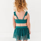 Teal Metallic Kids Swim Top