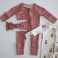 Bamboo Zip Pajamas | Peppermint Stripe Ribbed