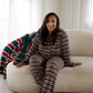 Women's Bamboo Button Up Lounge Set | Holiday Stripe