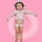 BLOSSOMIN’ BUTTERFLY DREAM 2-PIECE RASH GUARD RUFFLE SWIM SUIT