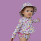 SWEET SUMMER DREAM RASH GUARD RUFFLE TWO-PIECE SWIM SUIT