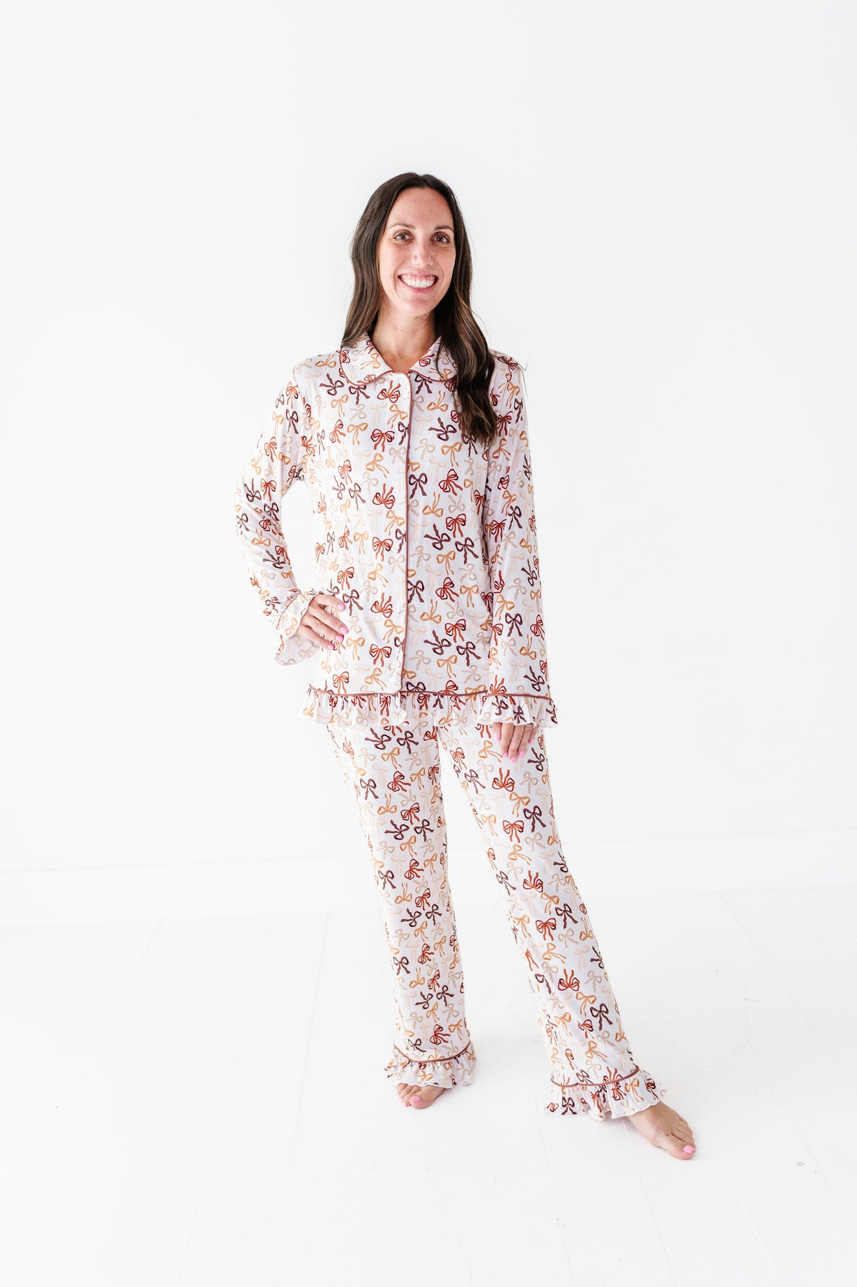 Autumn Ribbons Ruffle Adult Button Up Set (EST SHIP TIME 2-3 WEEKS)