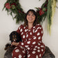 Women's Bamboo Button Up Lounge Set | Vintage Santa