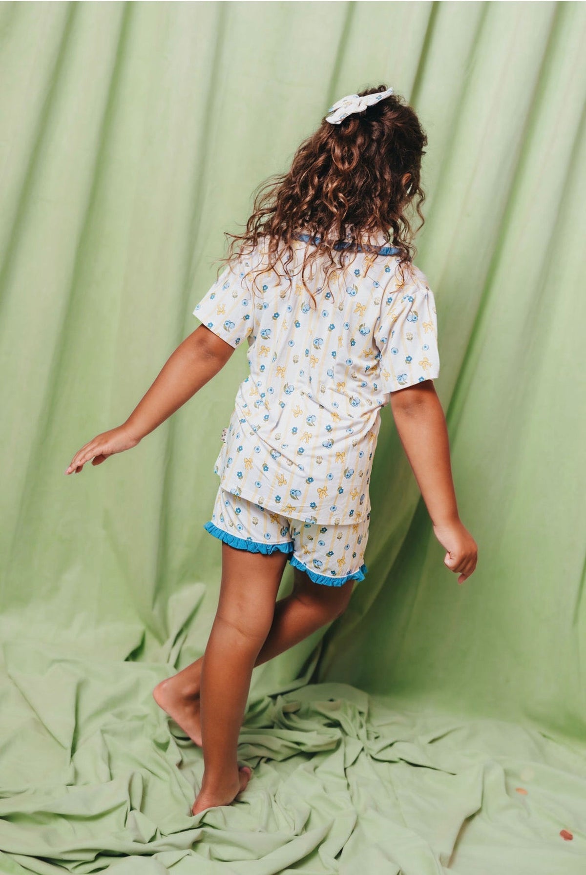 Blueberry Breeze Ruffle Button Up Short Set