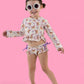 BLOSSOMIN’ BUTTERFLY DREAM 2-PIECE RASH GUARD RUFFLE SWIM SUIT