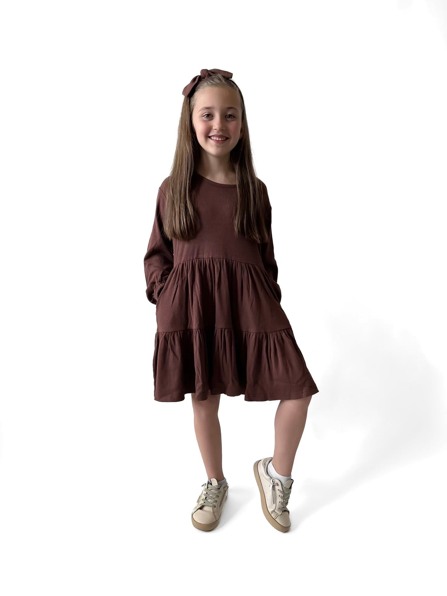BAMBOO RIBBED DRESS - COCOA