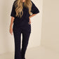 Short Sleeve Bamboo Women's Lounge Set | Blueberry Ribbed