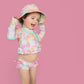 RAINBOW CLOUDS DREAM 2-PIECE RASH GUARD RUFFLE SWIM SUIT