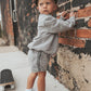 Grey Acid Wash Sweat Shorts