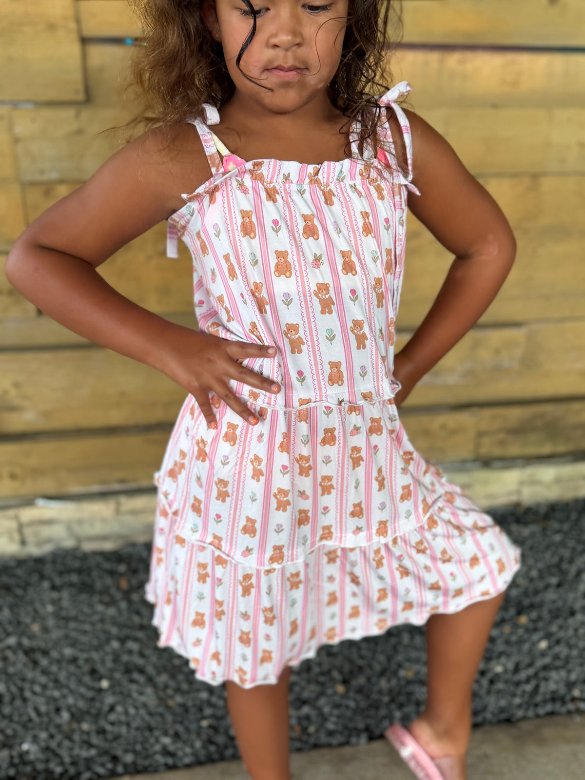 Teddy Tulips Tier Twirl Dress