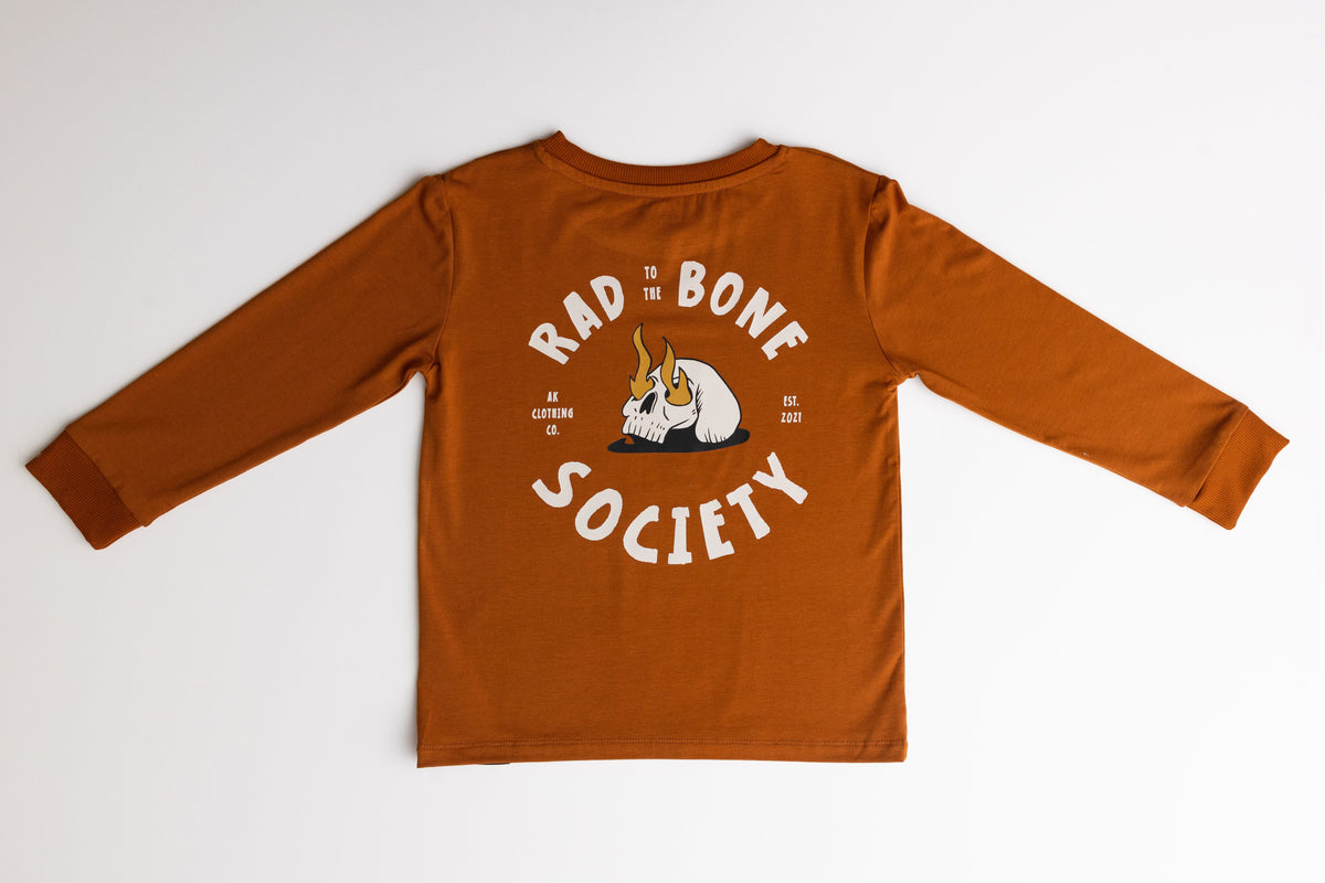 Rad to the Bone-AK Graphic Rust Bamboo Tee