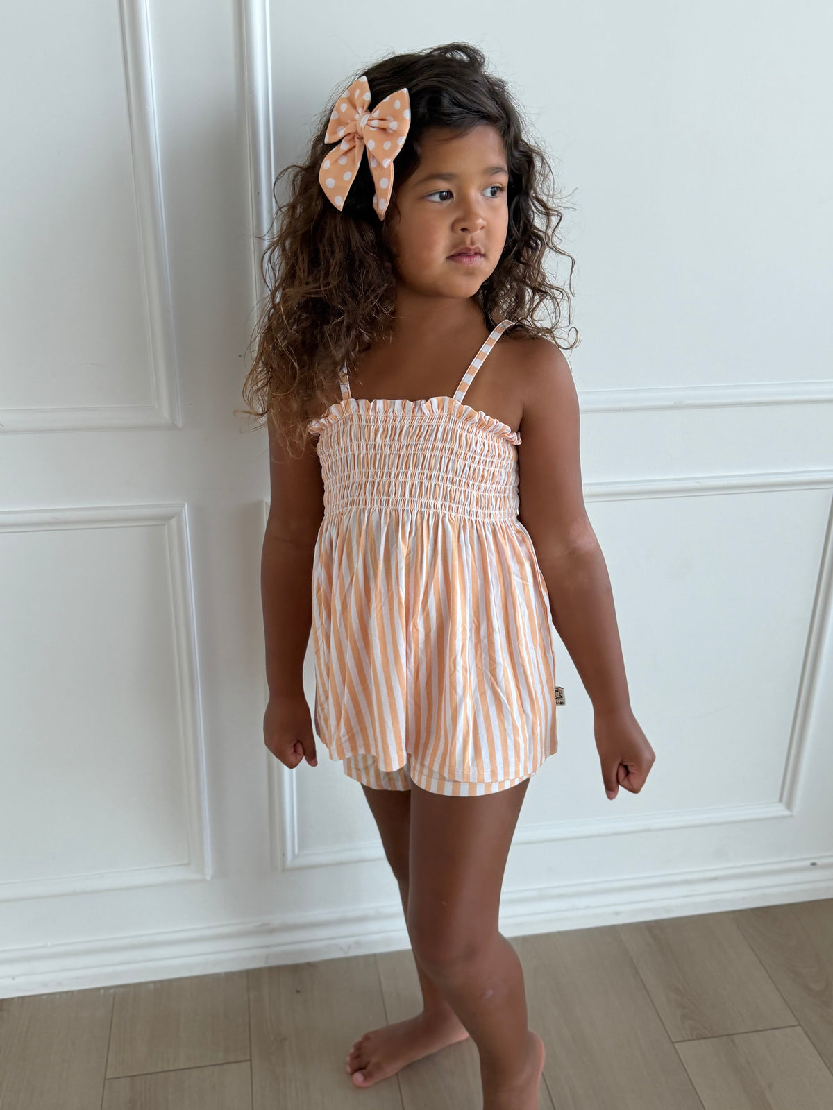 Orange Stripe Babydoll Smocked Set