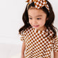 Carmel Check Top Knot Bow