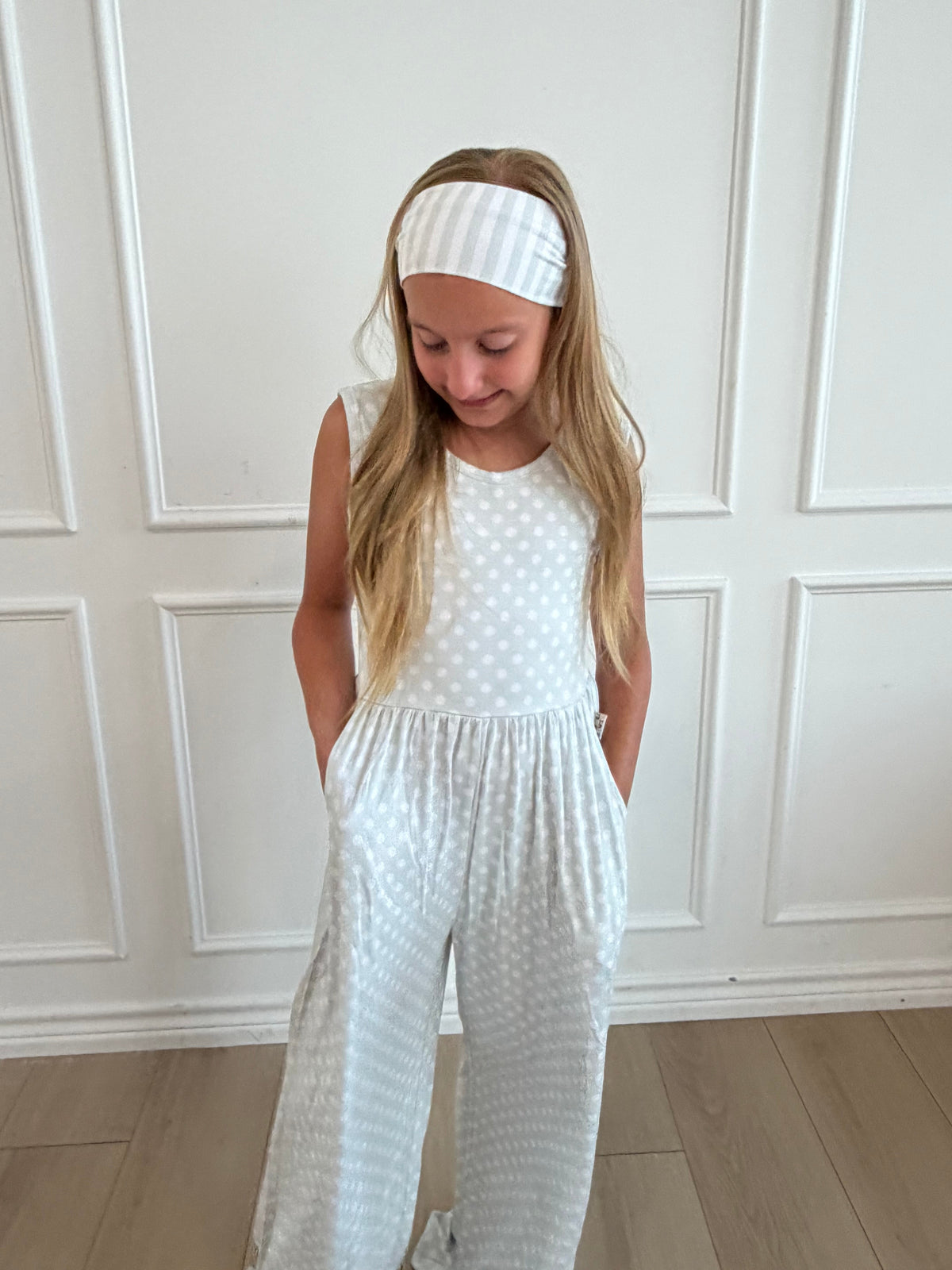 Blue Polka Dot Tank Wide Leg Romper