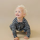 Bamboo Zip Romper | Black Gingham