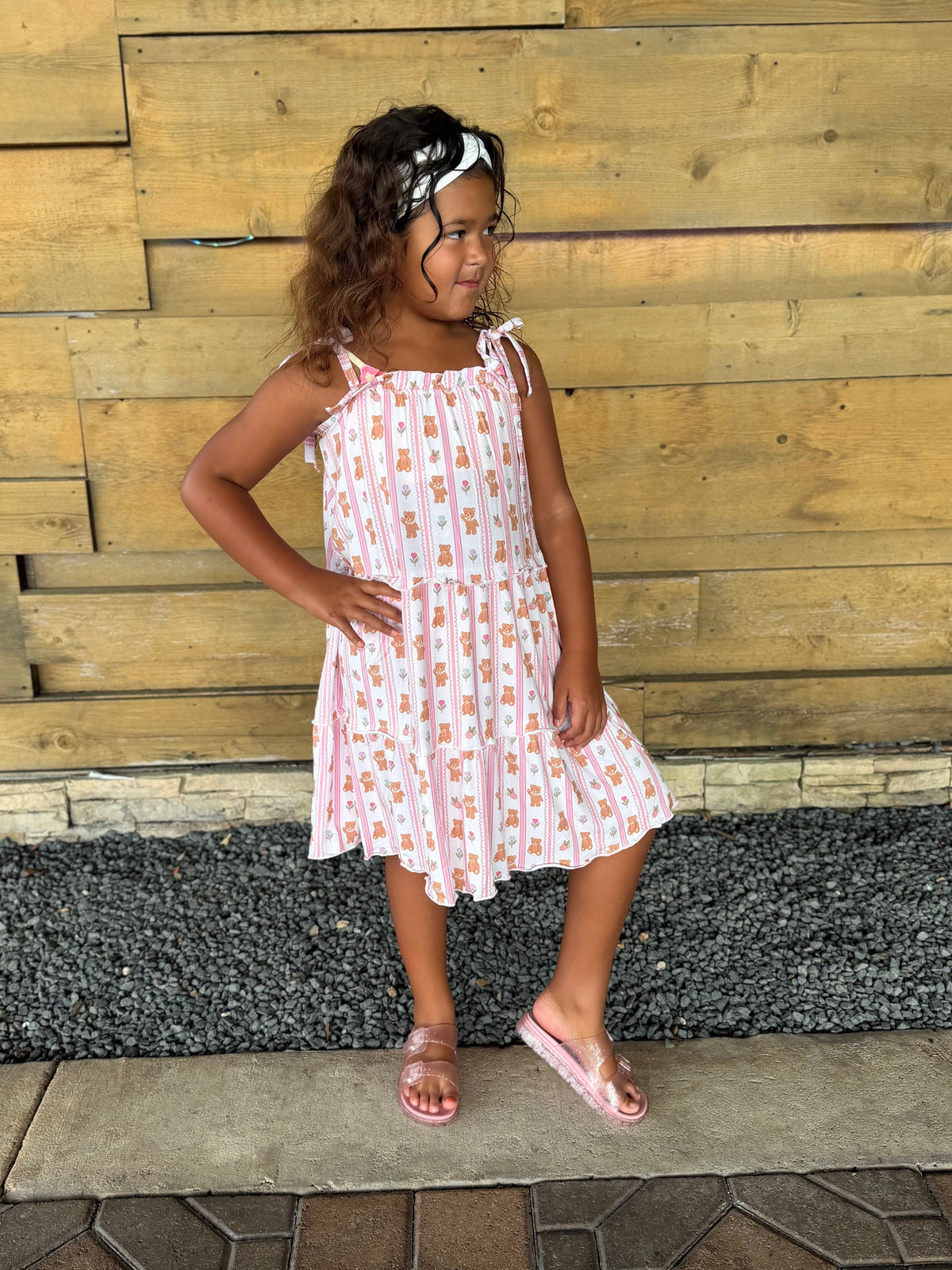 Teddy Tulips Tier Twirl Dress