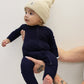 Bamboo Zip Pajamas | Blueberry Ribbed