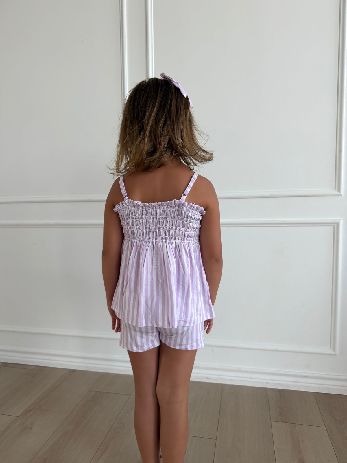 Purple Stripe Babydoll Smocked Set