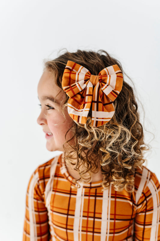 Harvest Plaid Mini Clip Bow