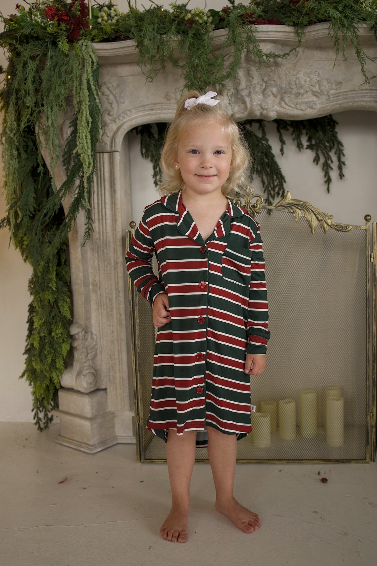 Bamboo Sleeping Dress | Holiday Stripe