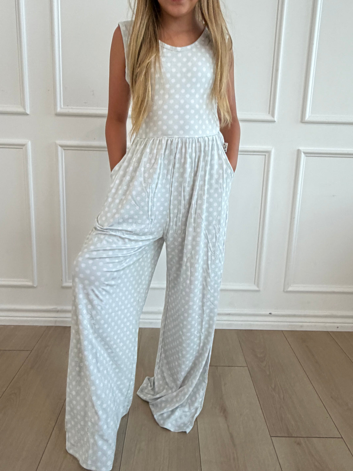Blue Polka Dot Tank Wide Leg Romper