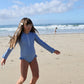 Girls Long Sleeve Swimsuit | Blue Gingham