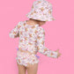 BLOSSOMIN’ BUTTERFLY DREAM 2-PIECE RASH GUARD RUFFLE SWIM SUIT