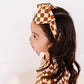 Carmel Check Top Knot Bow