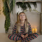Girl's Bamboo Button Up Lounge Set | Holiday Stripe