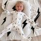 Bamboo Zip Pajamas | White & Black Lightning Bolt