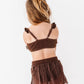 Brown Metallic Kids Swim Skirted Bottom