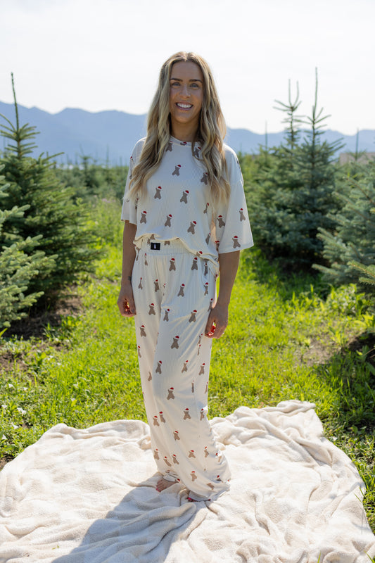 Women's Boxy Tee Lounge Set | Santa Teddy